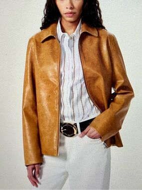 rag & bone Jordie Faux Camel Leather Zip Jacket